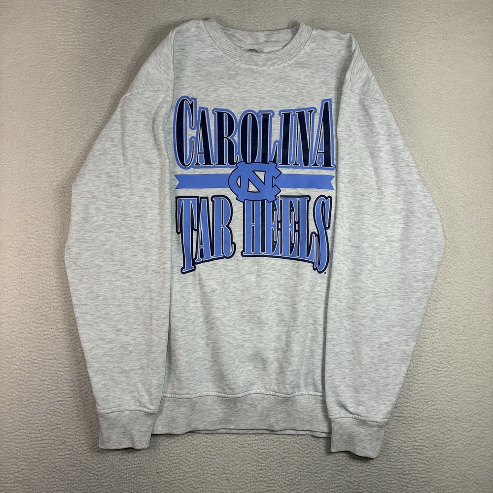 UNC Tar Heels Crewneck Sweatshirt Men M Gray Fleece Pullover Chapel Hill Y2K